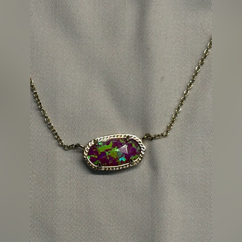 Kendra Scott Necklace in Gold with Fuchsia Opal